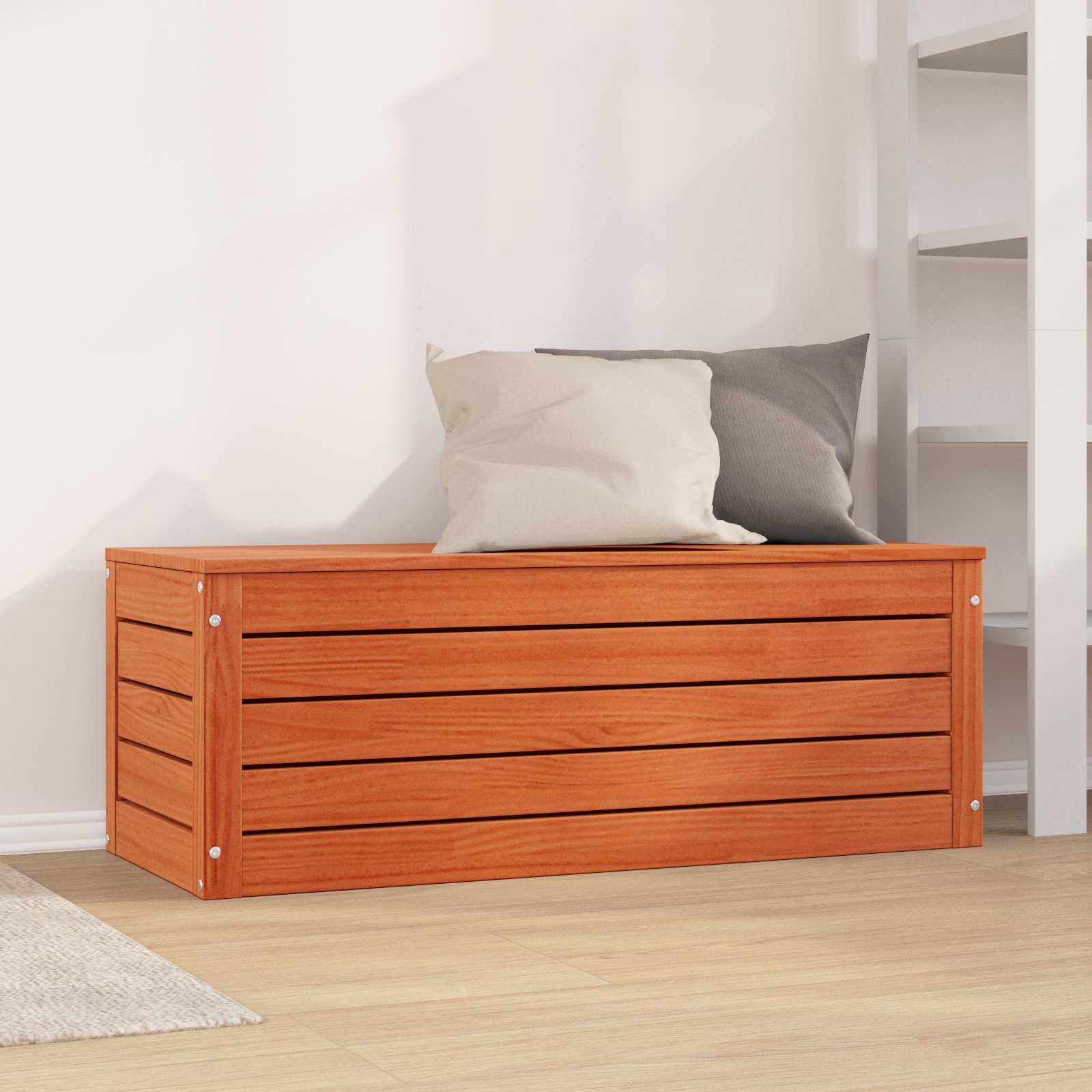 Caixa de armazenamento com porta marrom cera 89 x 36,5 x 33 cm