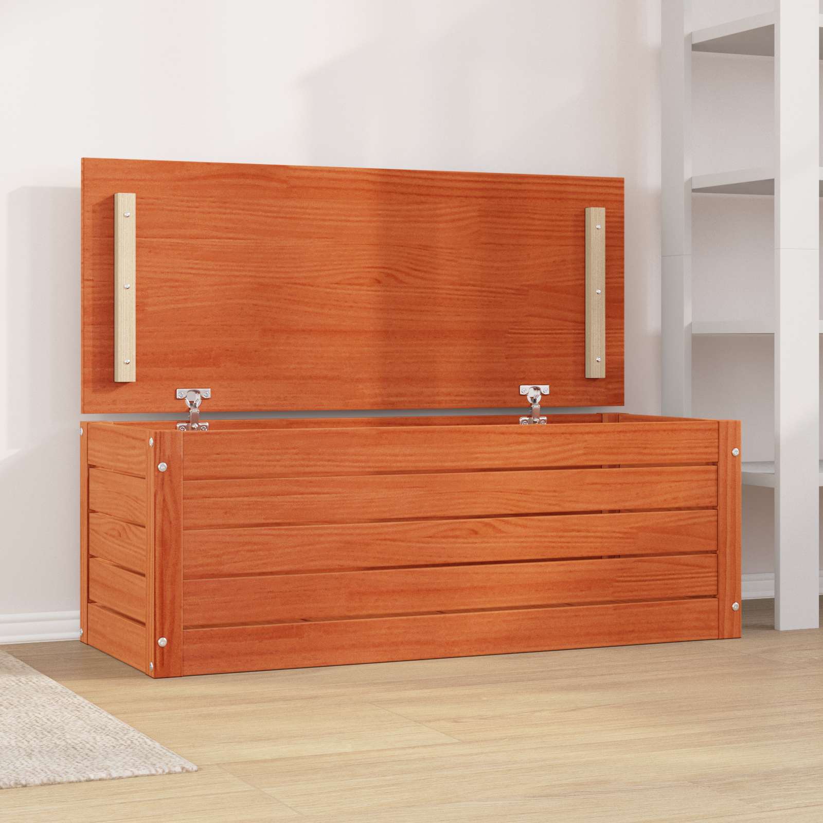 Caixa de armazenamento com porta marrom cera 89 x 36,5 x 33 cm