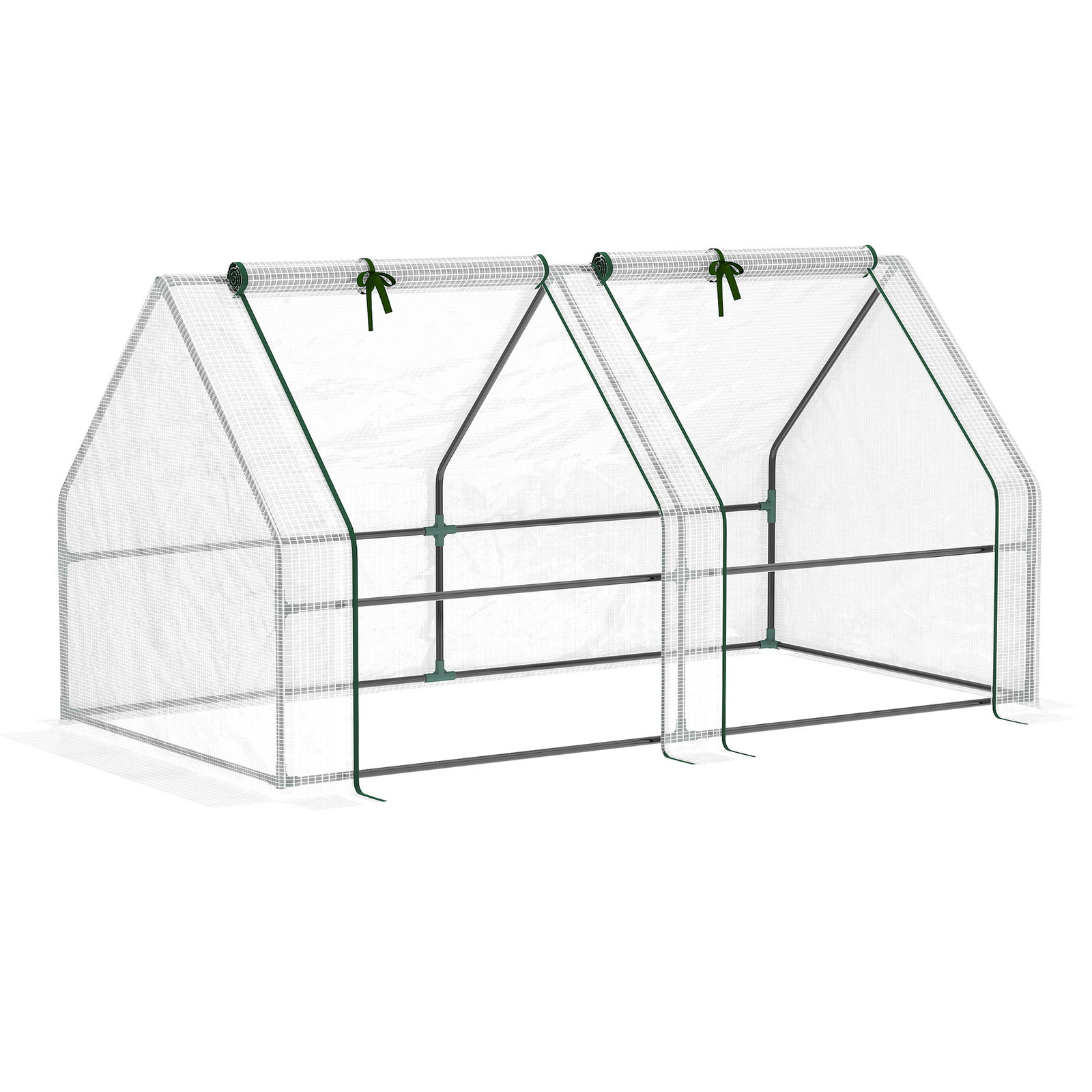 Estufa de Jardim 180x90x90 cm Tipo Casa Tubo de Aço com 2 Acessos Estufa Pequena para Cultivo de Plantas Branco