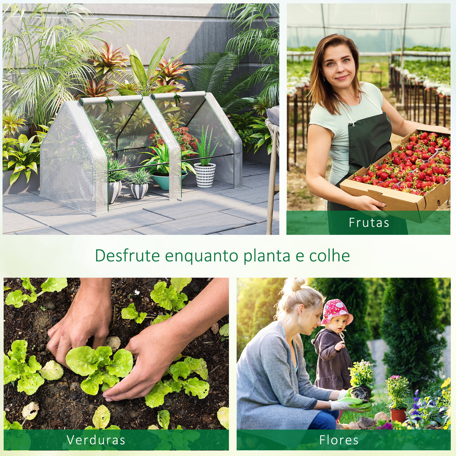 Estufa de Jardim 180x90x90 cm Tipo Casa Tubo de Aço com 2 Acessos Estufa Pequena para Cultivo de Plantas Branco