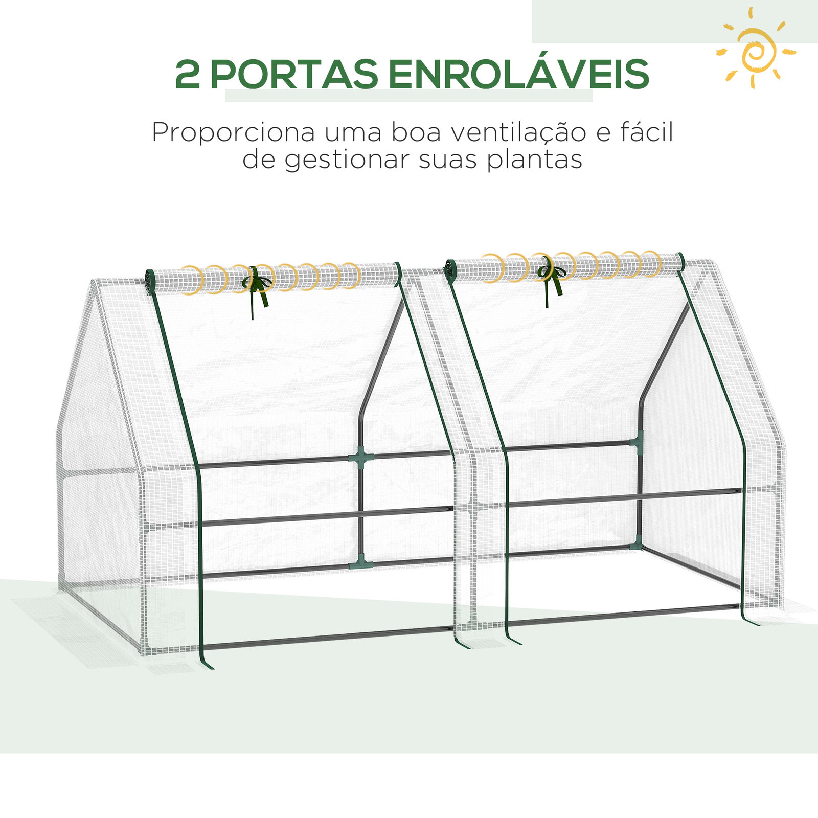 Estufa de Jardim 180x90x90 cm Tipo Casa Tubo de Aço com 2 Acessos Estufa Pequena para Cultivo de Plantas Branco