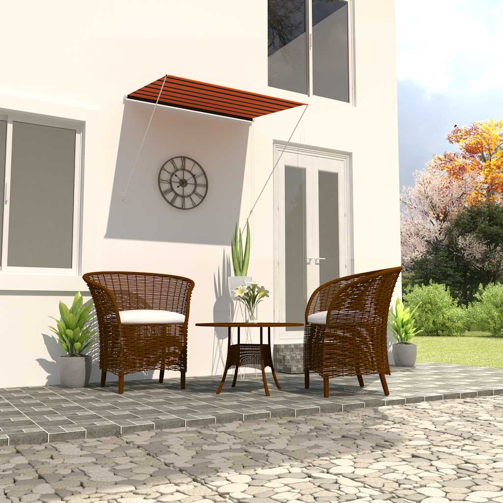 Toldo retrátil 200x150 cm laranja e castanho