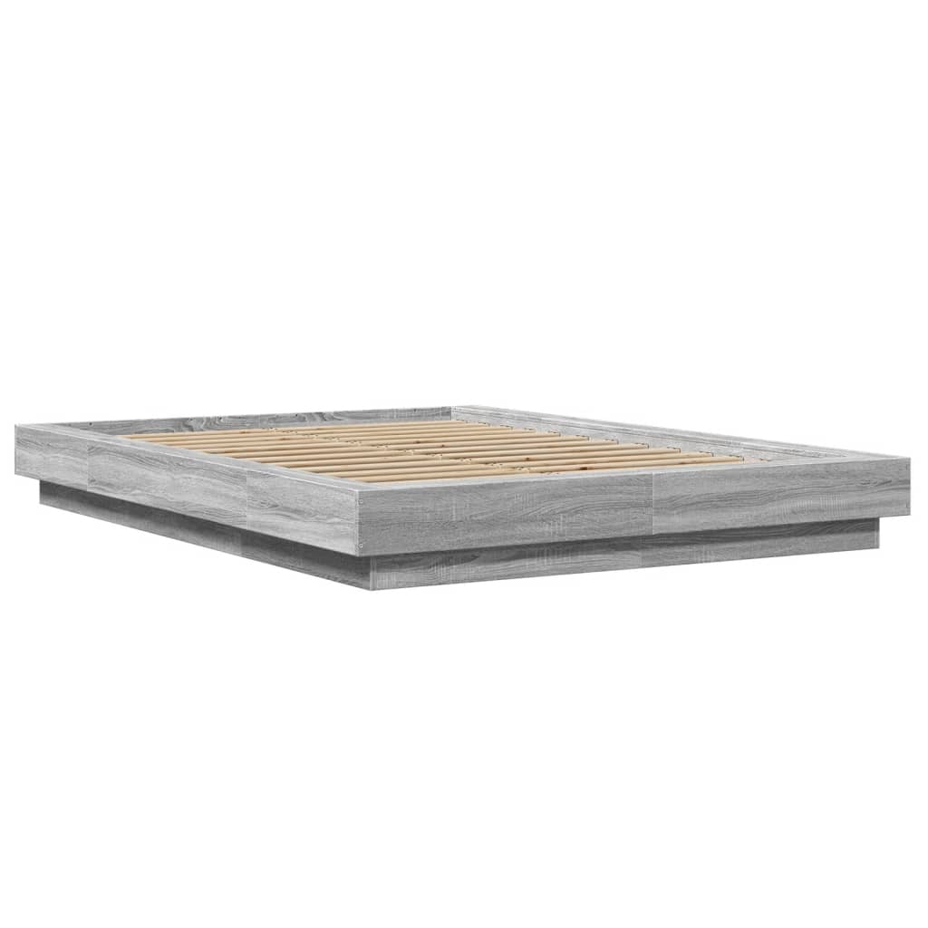 Estrutura de cama 135x190 cm derivados de madeira cinza sonoma