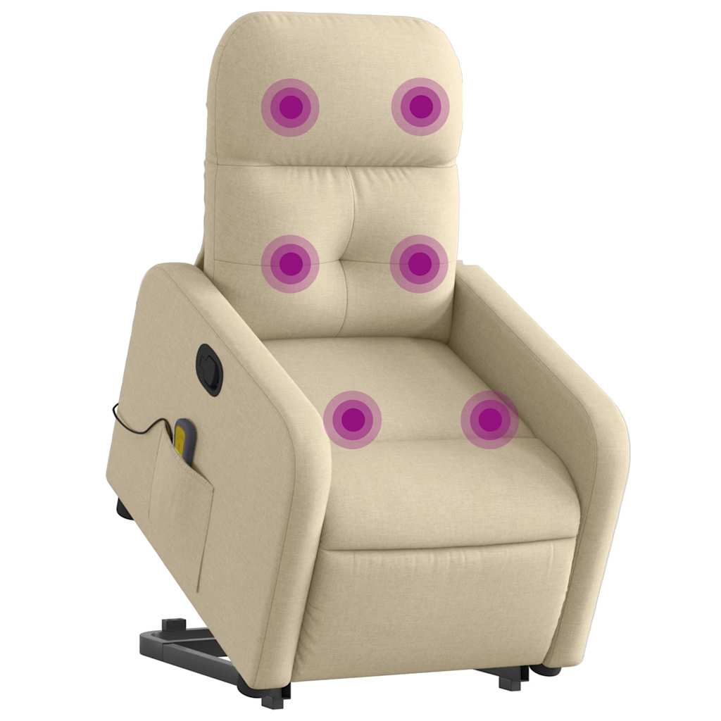 Poltrona elevatória de massagens tecido cor creme