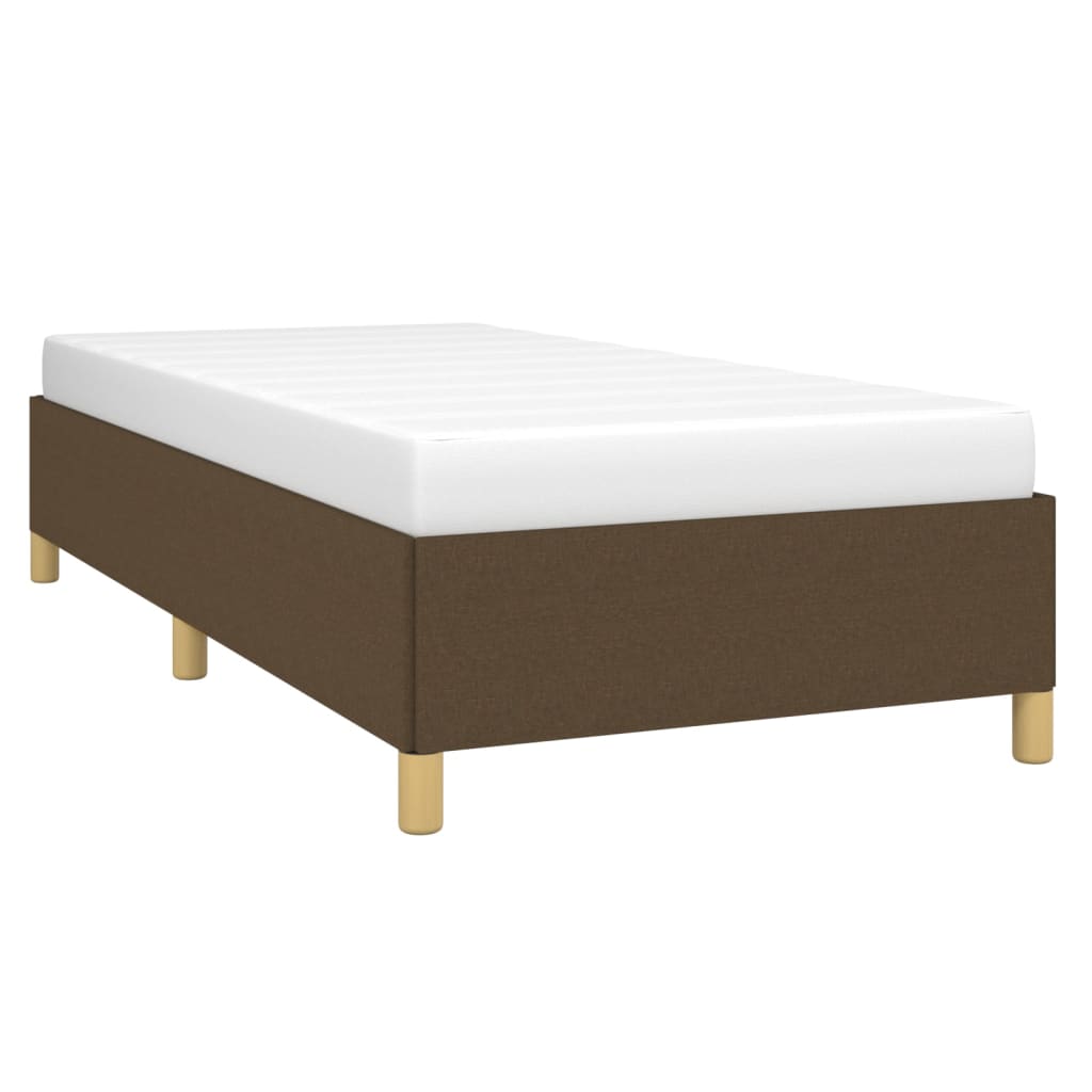 Estrutura de cama sem colchão 90x190 cm tecido castanho-escuro