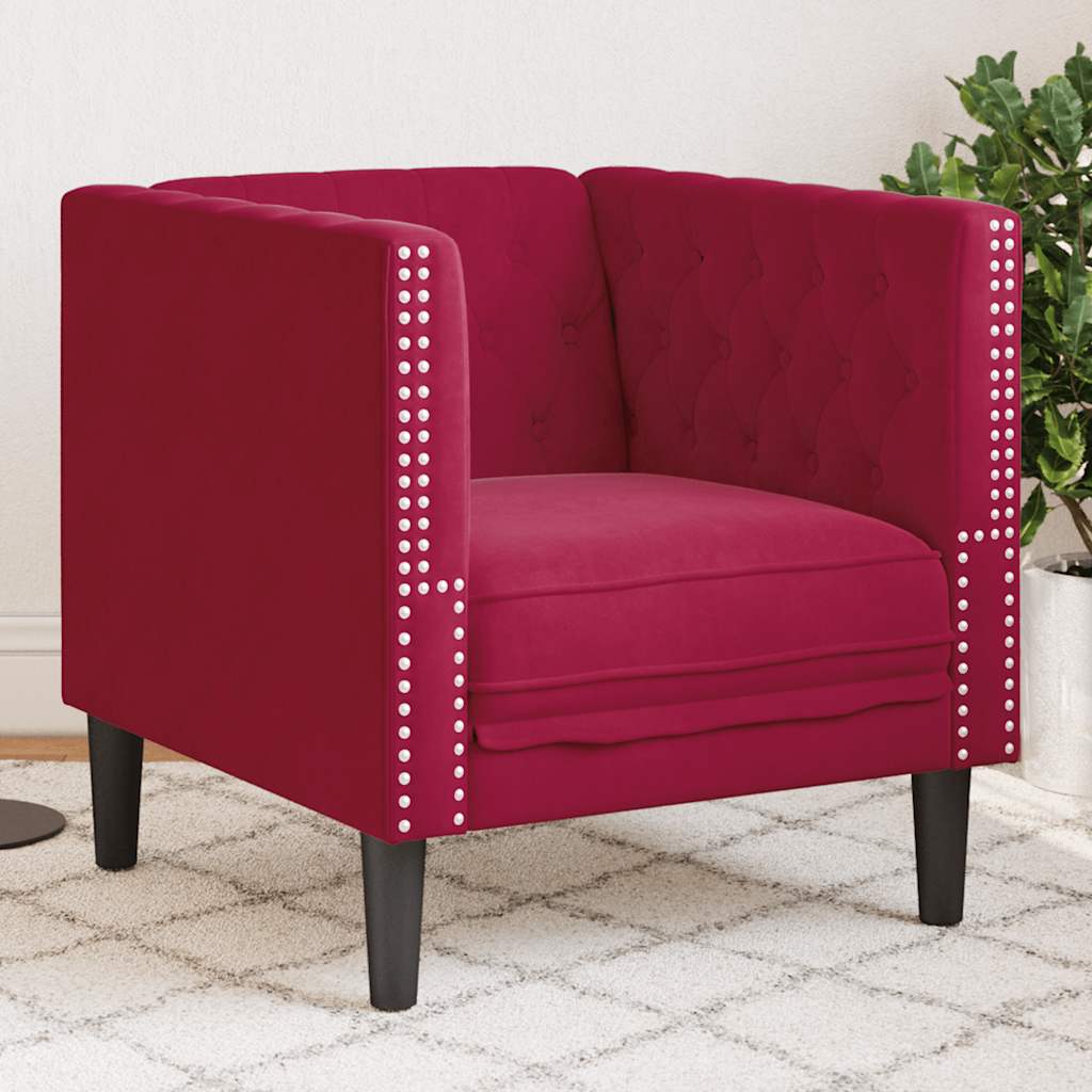 Sofá chesterfield veludo vermelho tinto