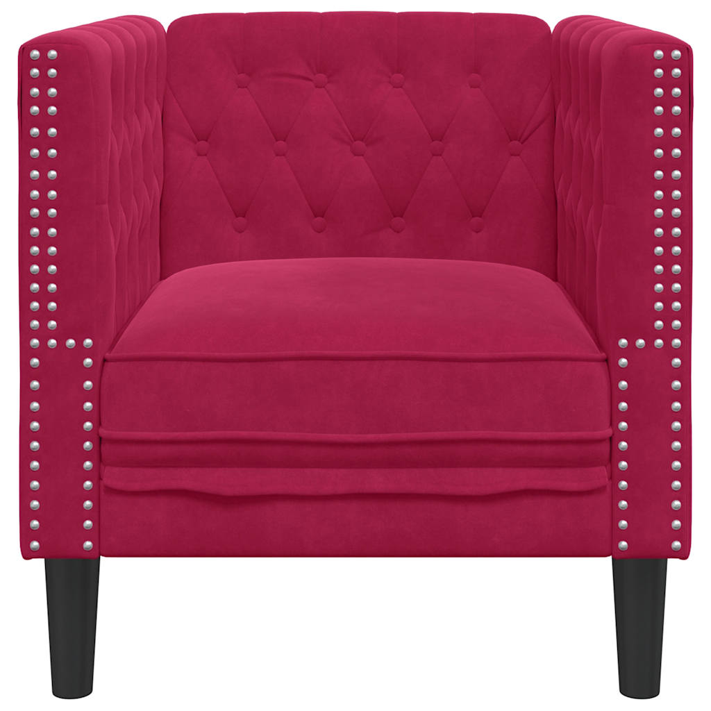 Sofá chesterfield veludo vermelho tinto