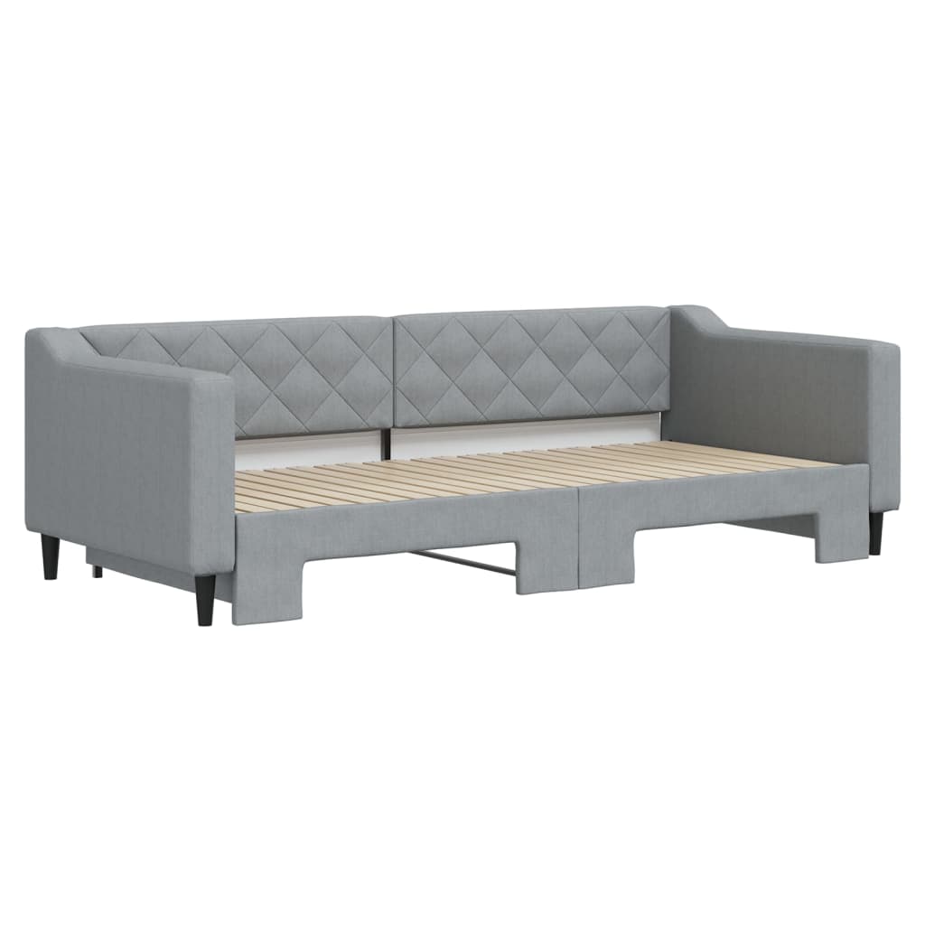 Sofá-cama com gavetão 90x200 cm tecido cinzento-claro