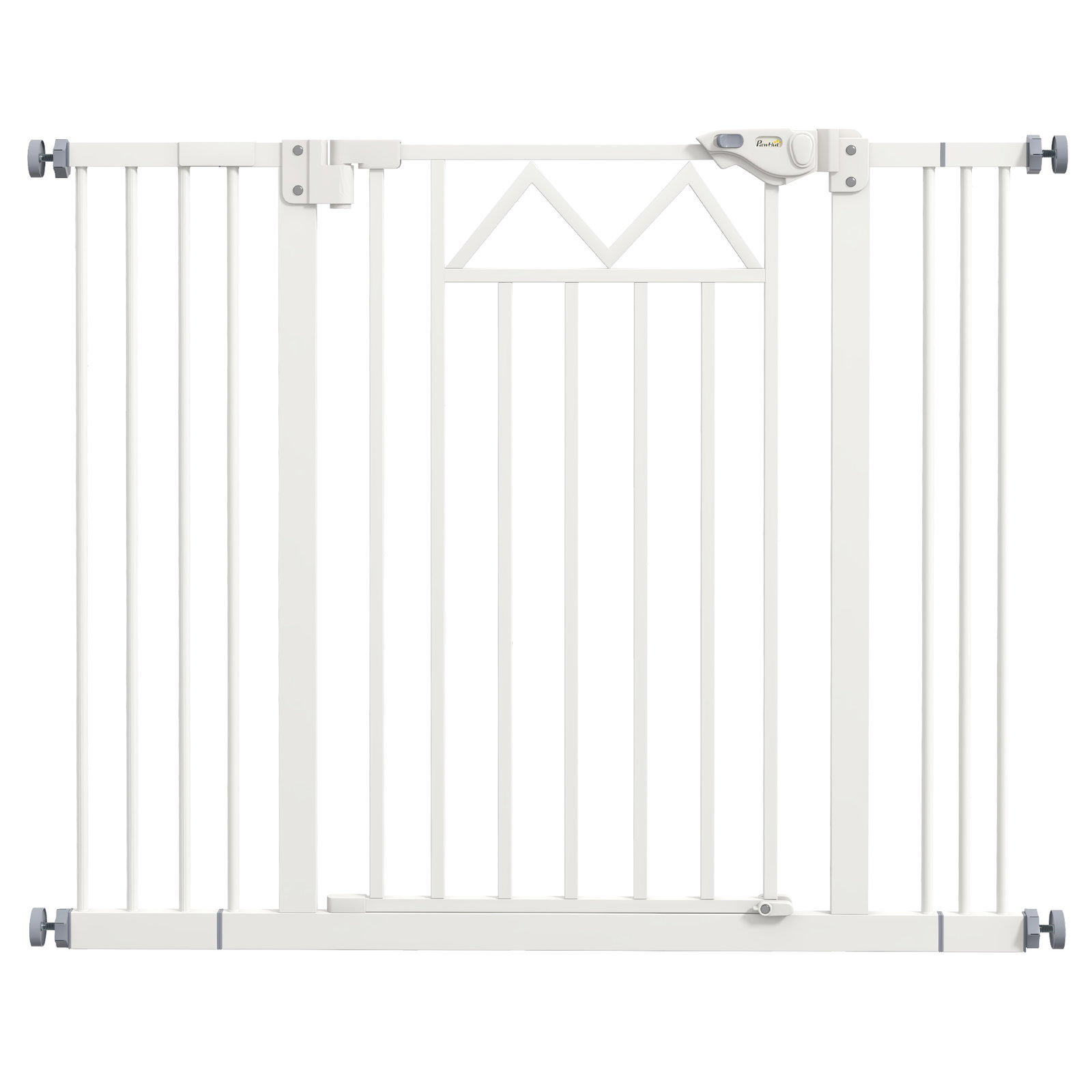 Barreira de segurança extensível para animais de estimação com fecho automático e sistema de duplo bloqueio 74-100x76 cm branco