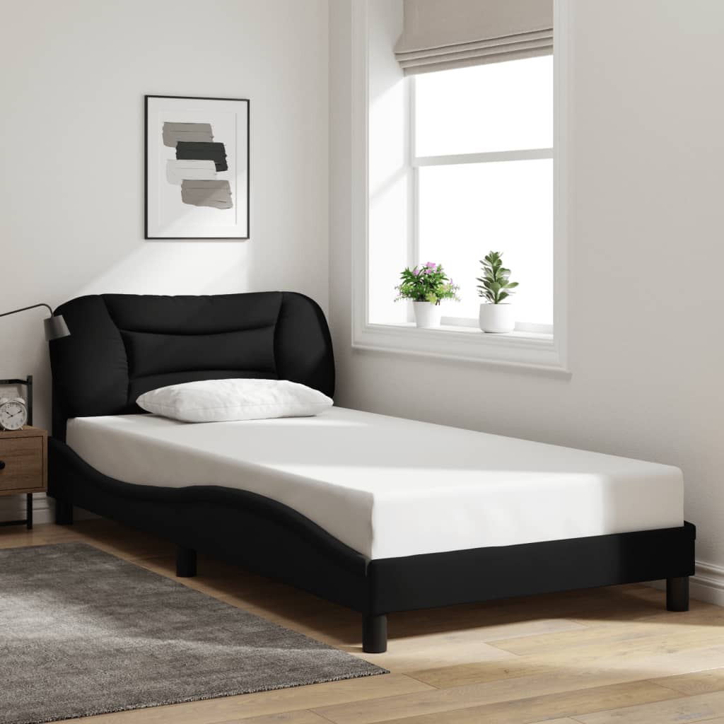 Estrutura de cama com LED sem colchão hvar 100x200 cm tecido preto