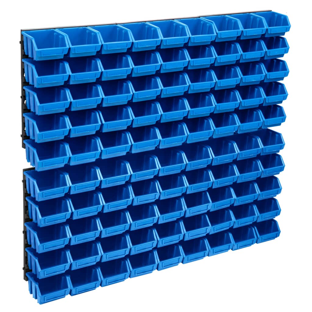 96 Pcs kit caixas arrumação com painéis parede azul e preto