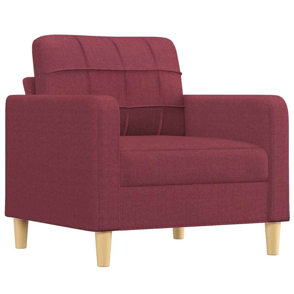 3 Pcs conjunto de sofás com almofadões tecido vermelho tinto