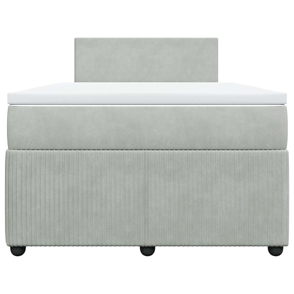 Cama boxspring c/ colchão 120x200 cm veludo cinzento-claro