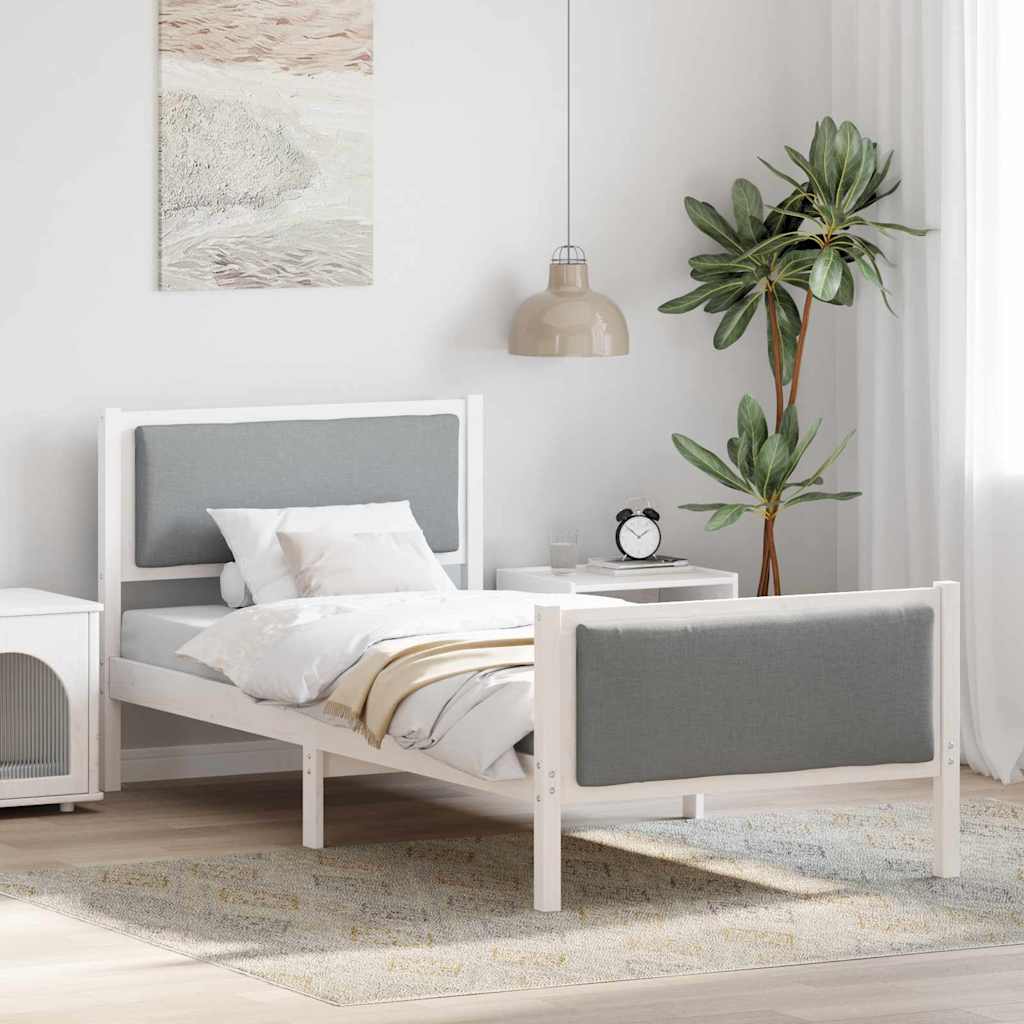 Estrutura da cama cinzento-claro 90 x 190 cm tecido