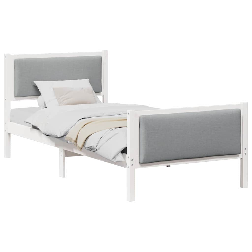 Estrutura da cama cinzento-claro 90 x 190 cm tecido