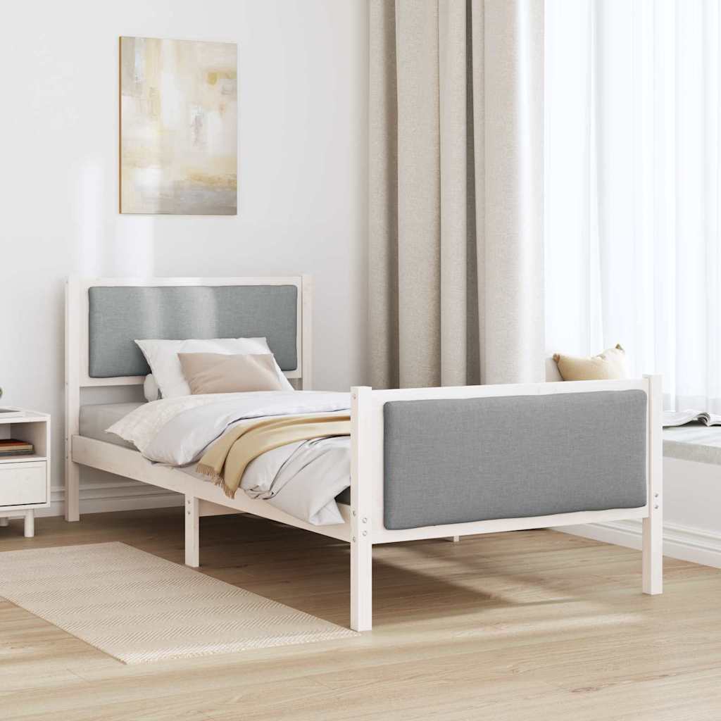 Estrutura da cama cinzento-claro 90 x 190 cm tecido