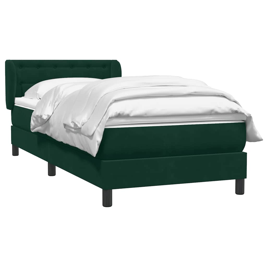 Cama com molas/colchão verde-escuro 80x220 cm veludo