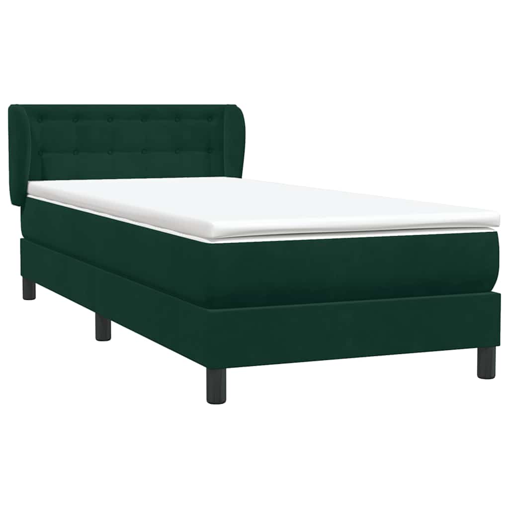 Cama com molas/colchão verde-escuro 80x220 cm veludo