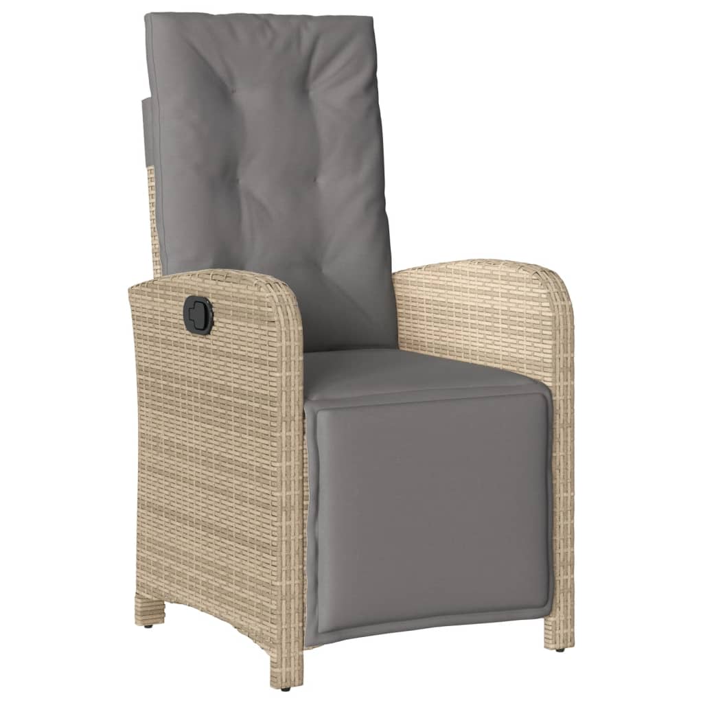 5 Pcs conjunto de jantar p/ jardim com almofadões vime PE bege