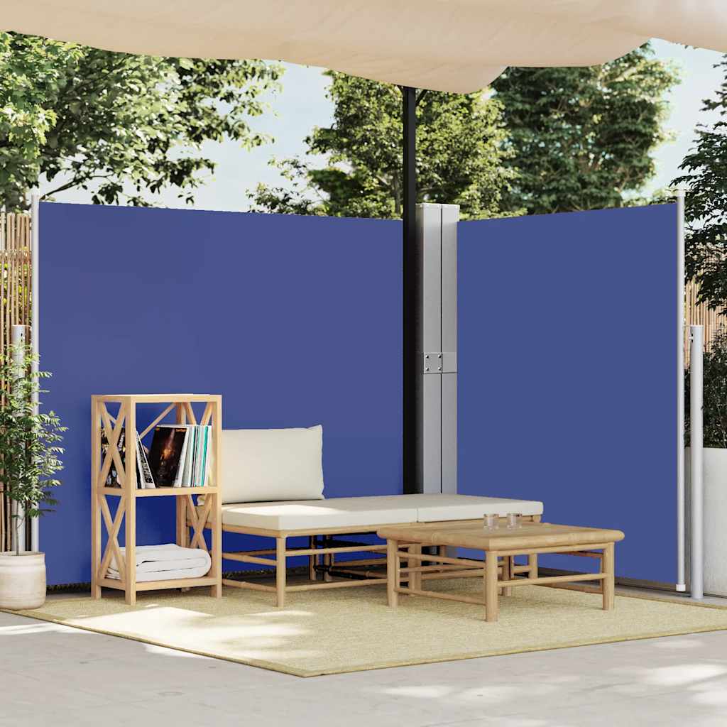 Toldo lateral retrátil para pátio 170x1200 cm azul
