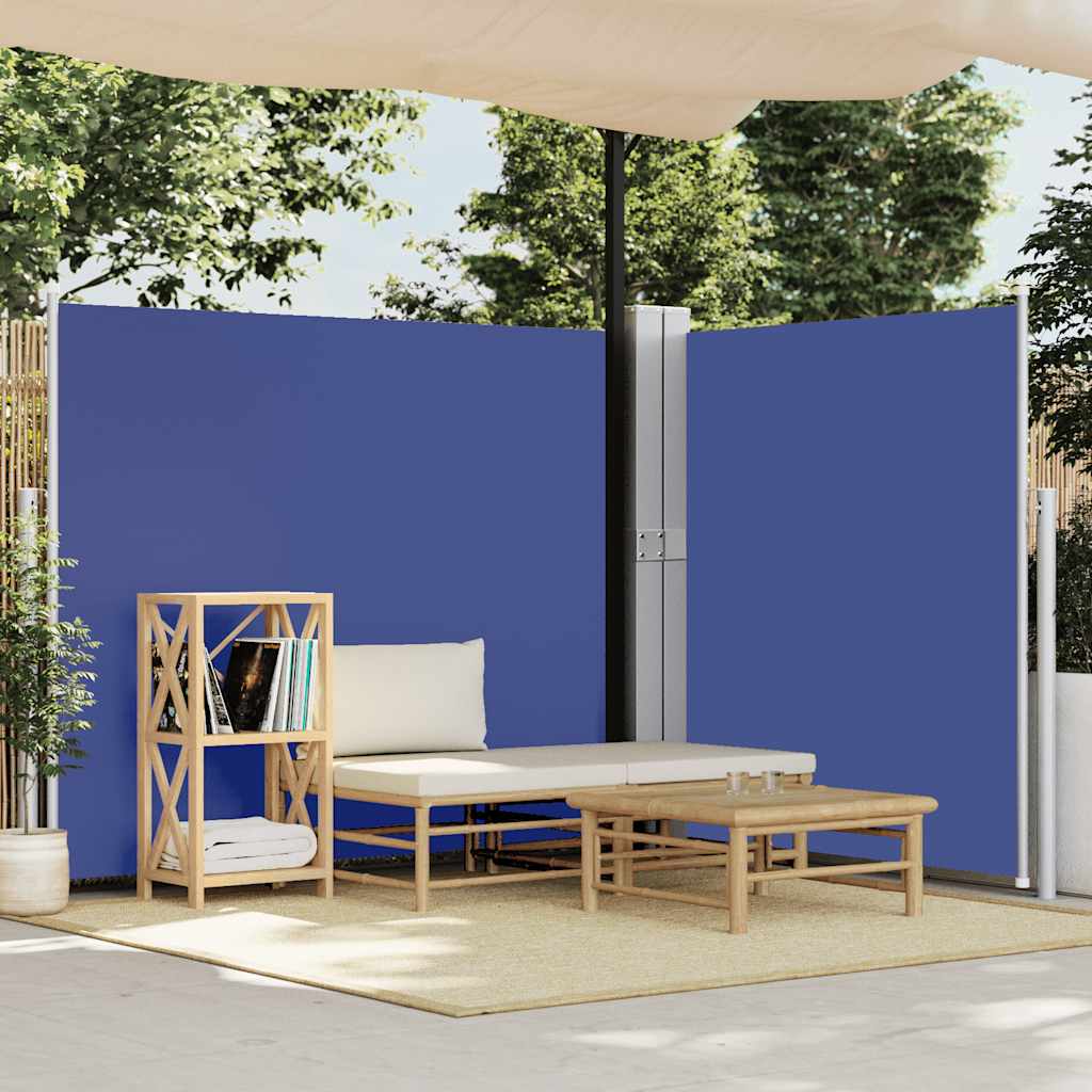 Toldo lateral retrátil para pátio 170x1200 cm azul