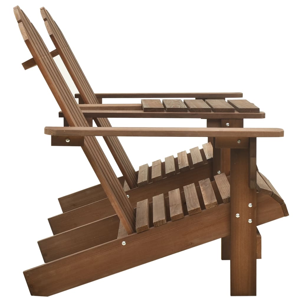 Cadeiras jardim adirondack + mesa centro madeira abeto castanho