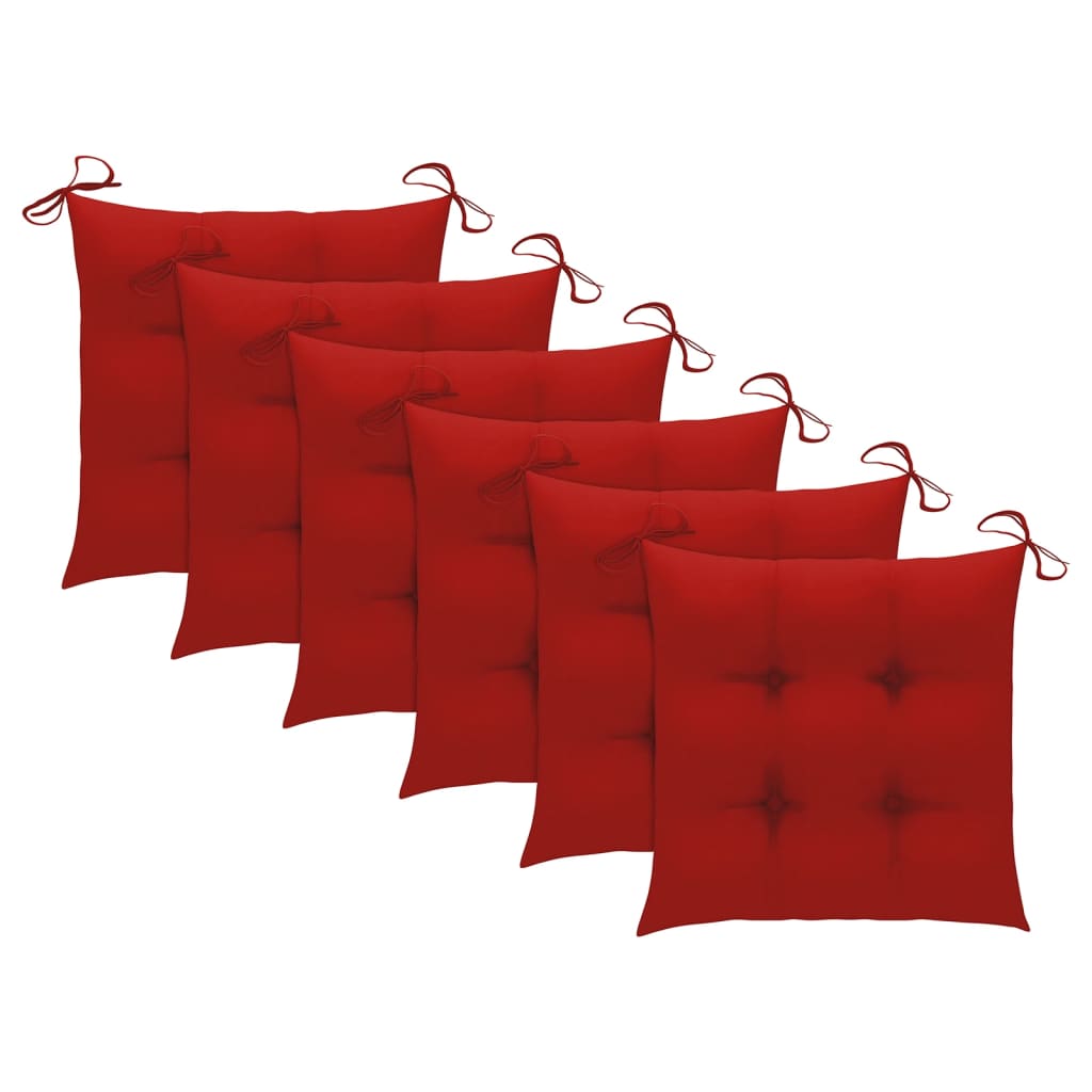 Cadeiras de jantar p/ jardim 6 pcs c/ almofadões acácia maciça