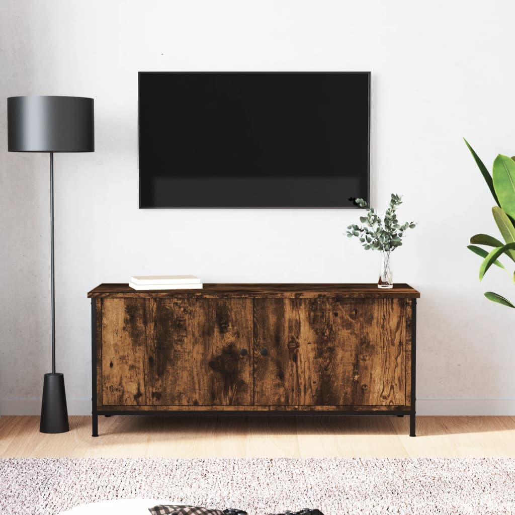 Móvel TV c/ portas 102x35x45 cm deriv. madeira carvalho fumado