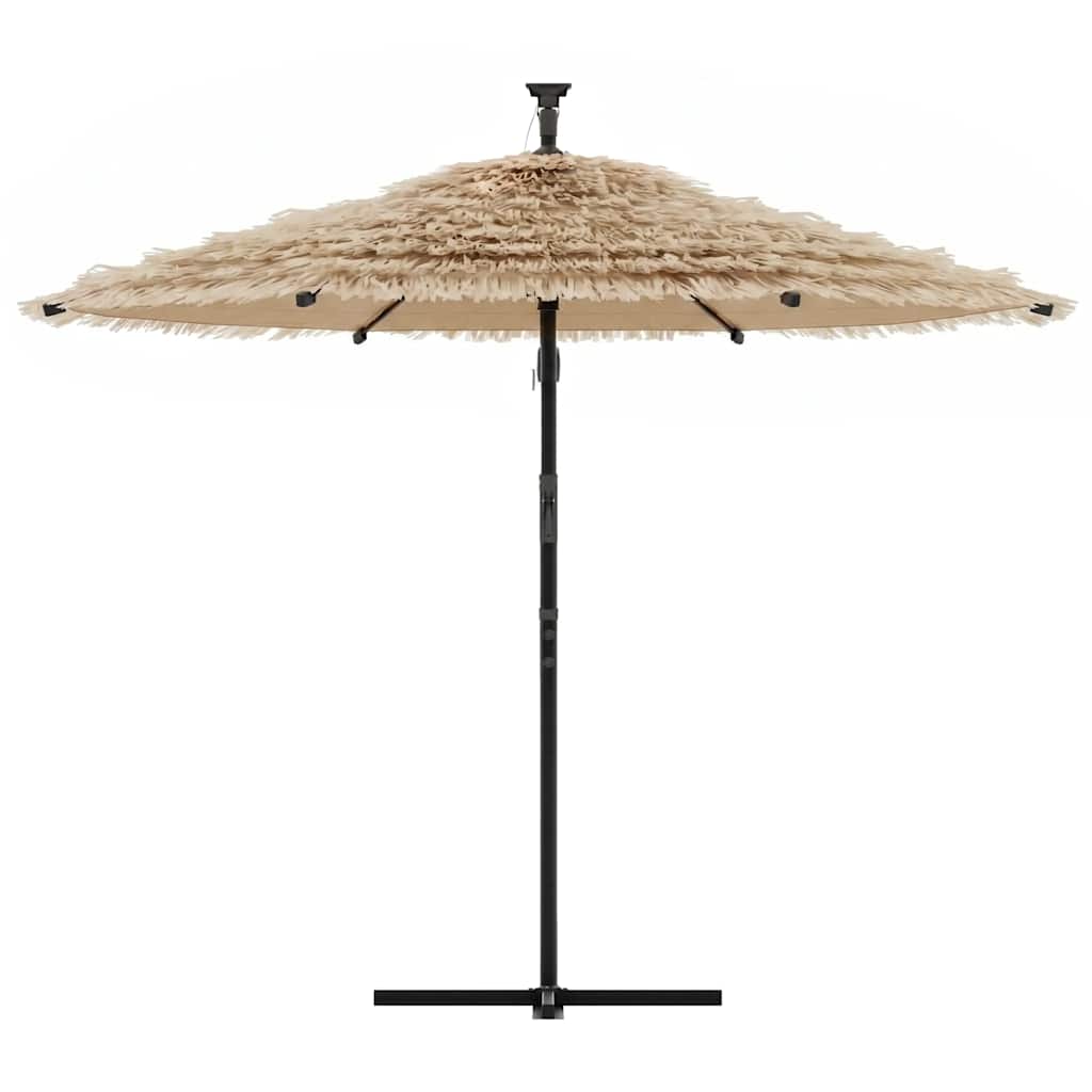 Guarda-sol c/ luzes LED e poste de aço 246x246x230 cm castanho