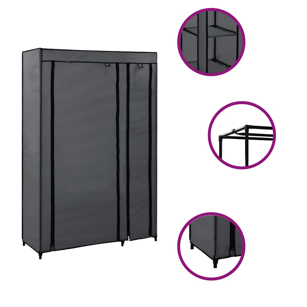 Roupeiro dobrável 110x45x175 cm tecido cinzento