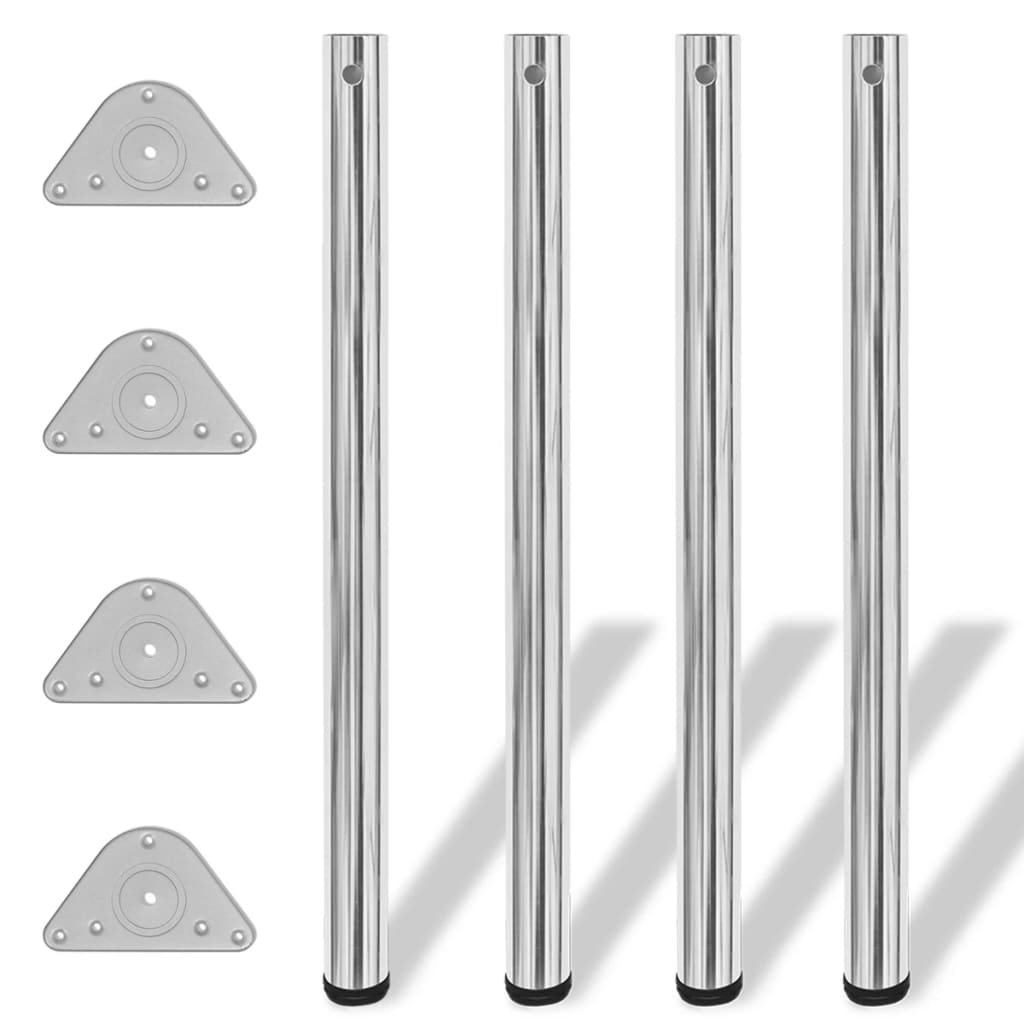 4 Pernas de mesa, altura ajustável, cromo 870 mm