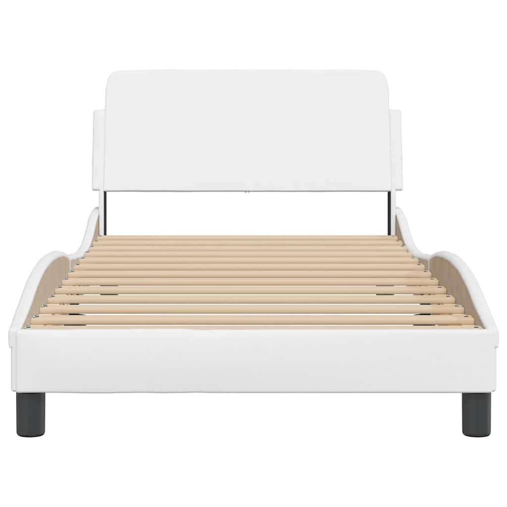 Estrutura de cama dover 100x200 cm couro artificial branco