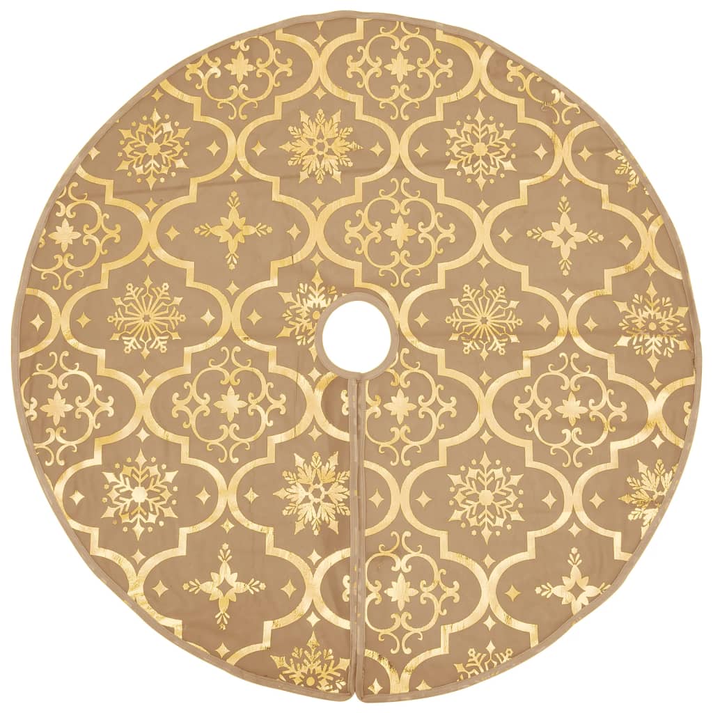 Saia de árvore de natal luxuosa 90 cm com meia tecido amarelo