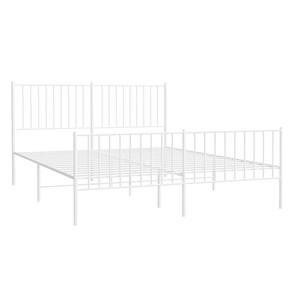 Estrutura de cama com cabeceira e pés 150x200 cm metal branco