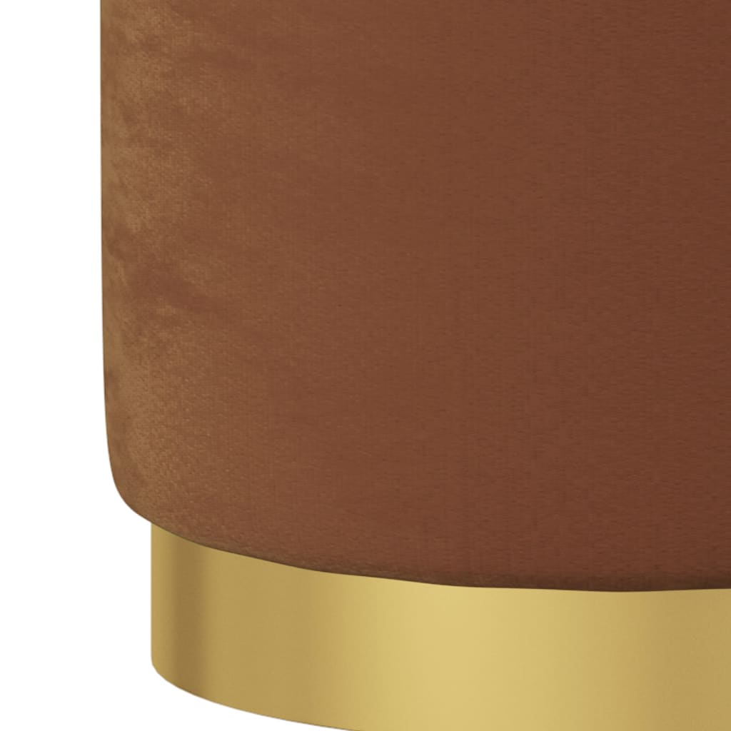 Banqueta com arrumação redonda veludo 31 x 37 cm castanho