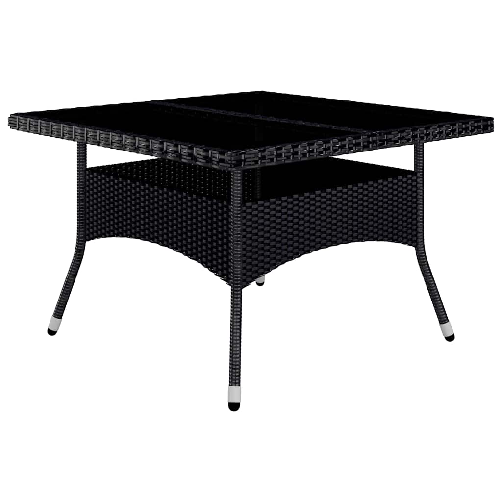 9 Pcs conj. jantar p/ jardim vime PE e madeira de acácia preto