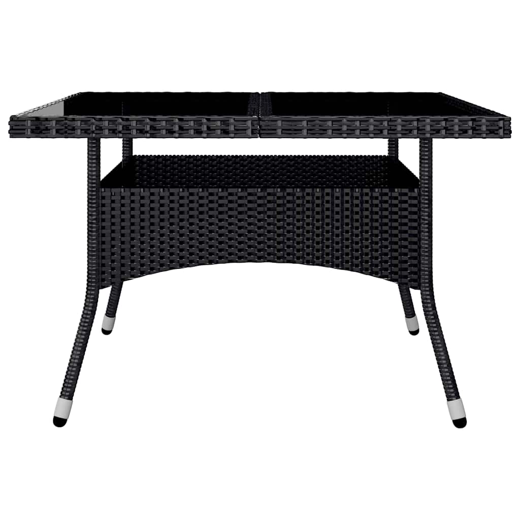 9 Pcs conj. jantar p/ jardim vime PE e madeira de acácia preto