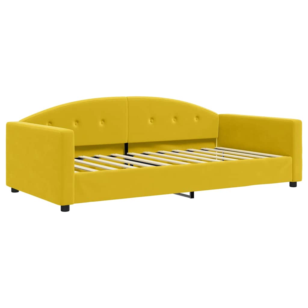 Sofá-cama com colchão 100x200 cm veludo amarelo