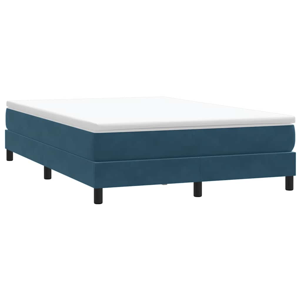 Box cama de primavera sem colchão azul escuro 140x210 cm veludo