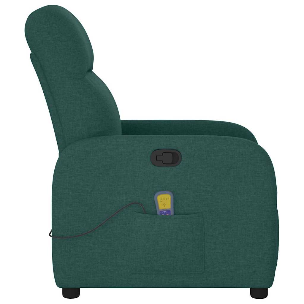 Poltrona de massagens reclinável tecido verde-escuro