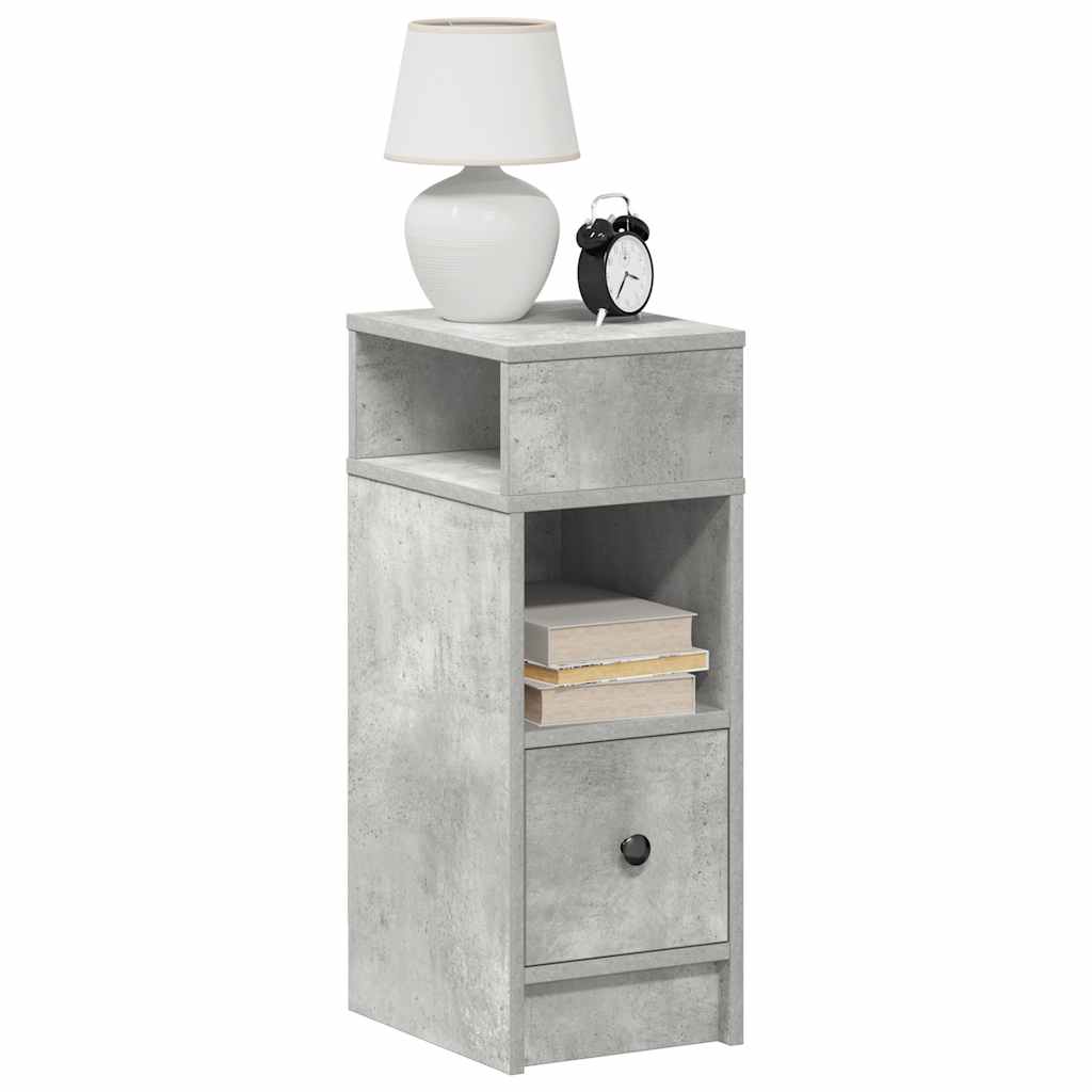Mesa de cabeceira com gaveta 25x31x66 cm cinzento cimento