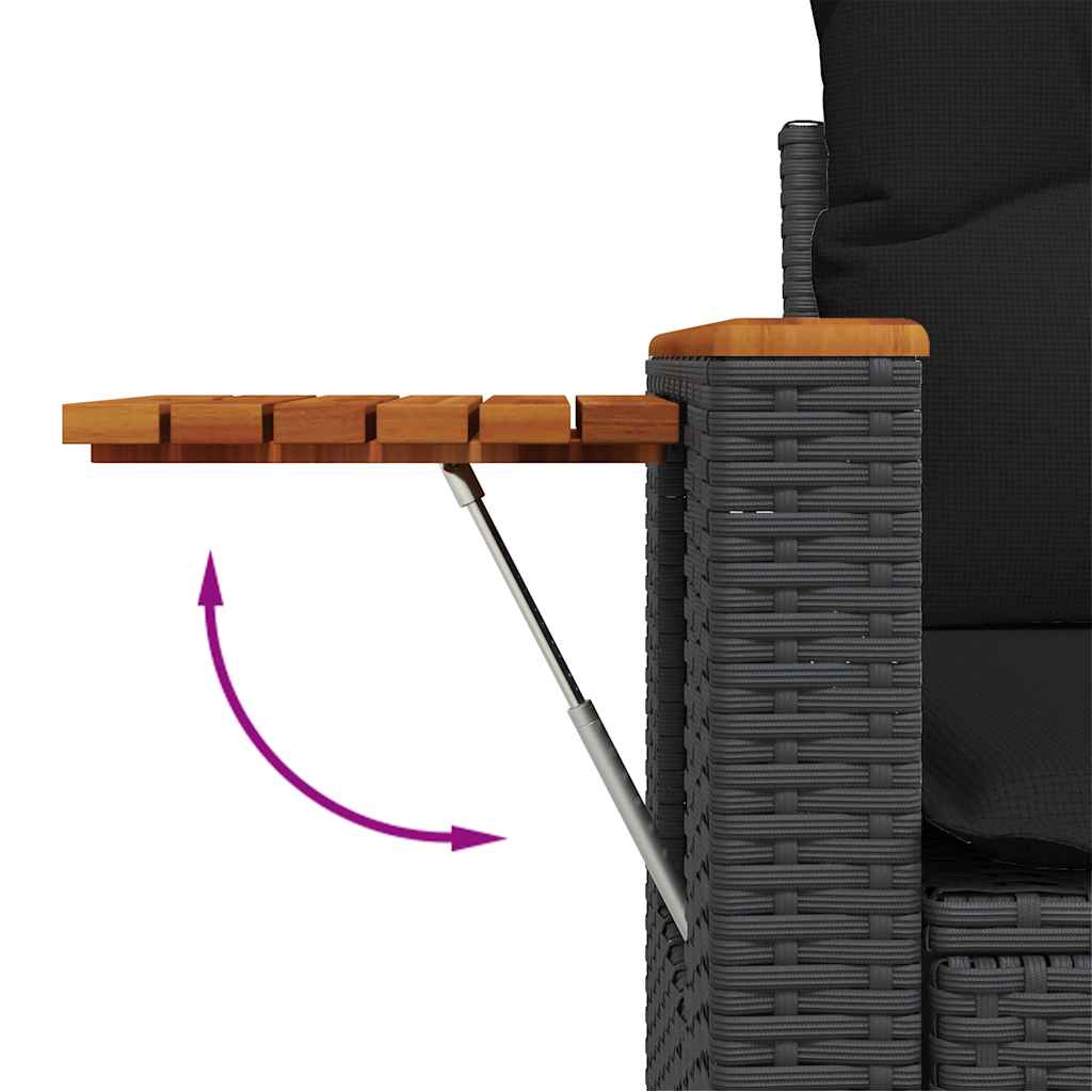 5 Pcs conjunto sofás de jardim com almofadões vime PE preto