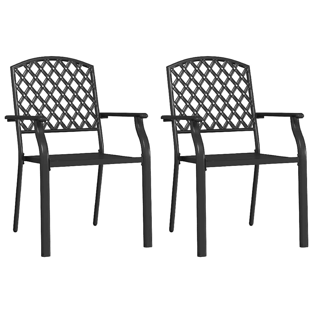 Cadeiras de exterior empilháveis 2 pcs aço antracite