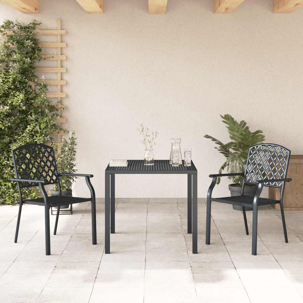 Cadeiras de exterior empilháveis 2 pcs aço antracite
