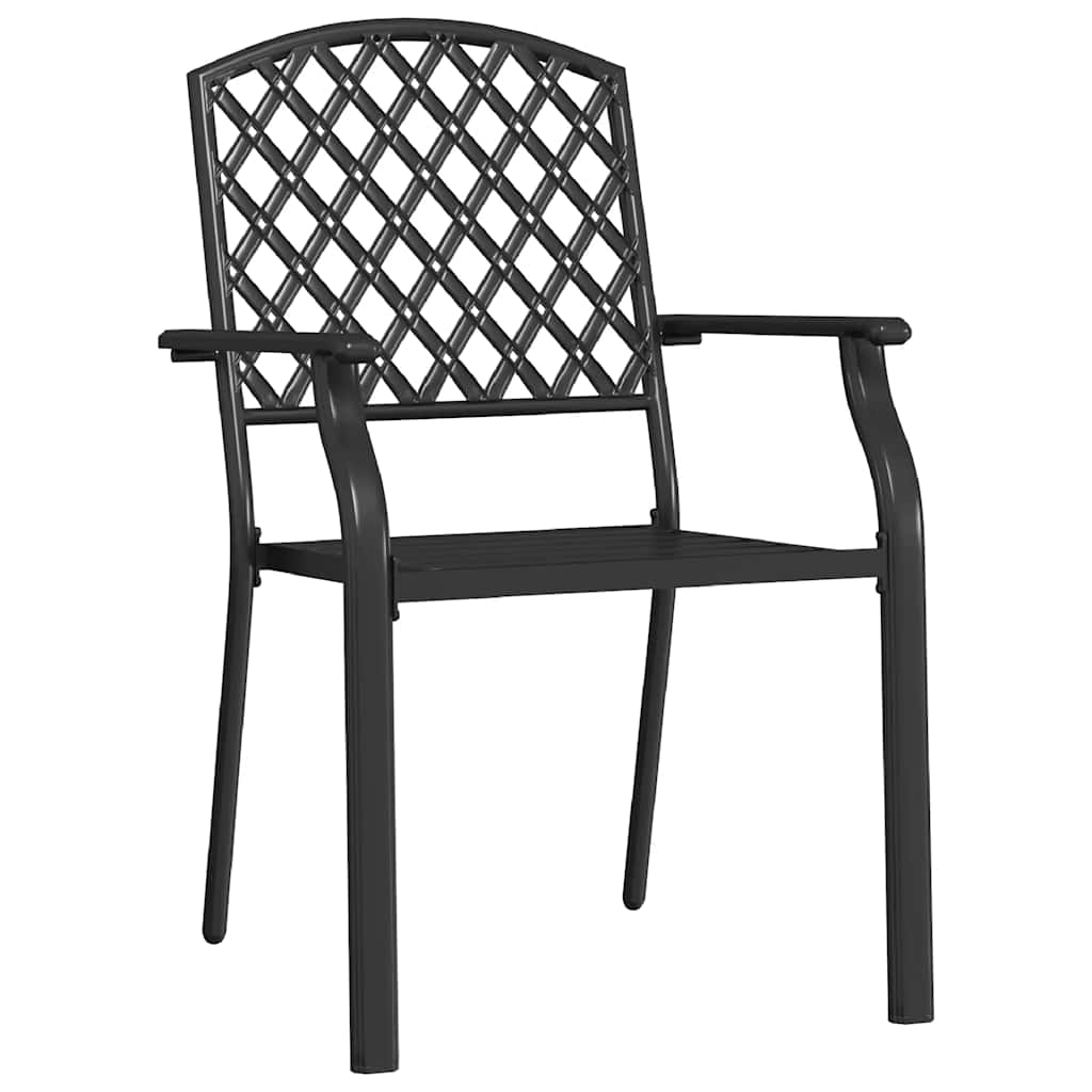 Cadeiras de exterior empilháveis 2 pcs aço antracite