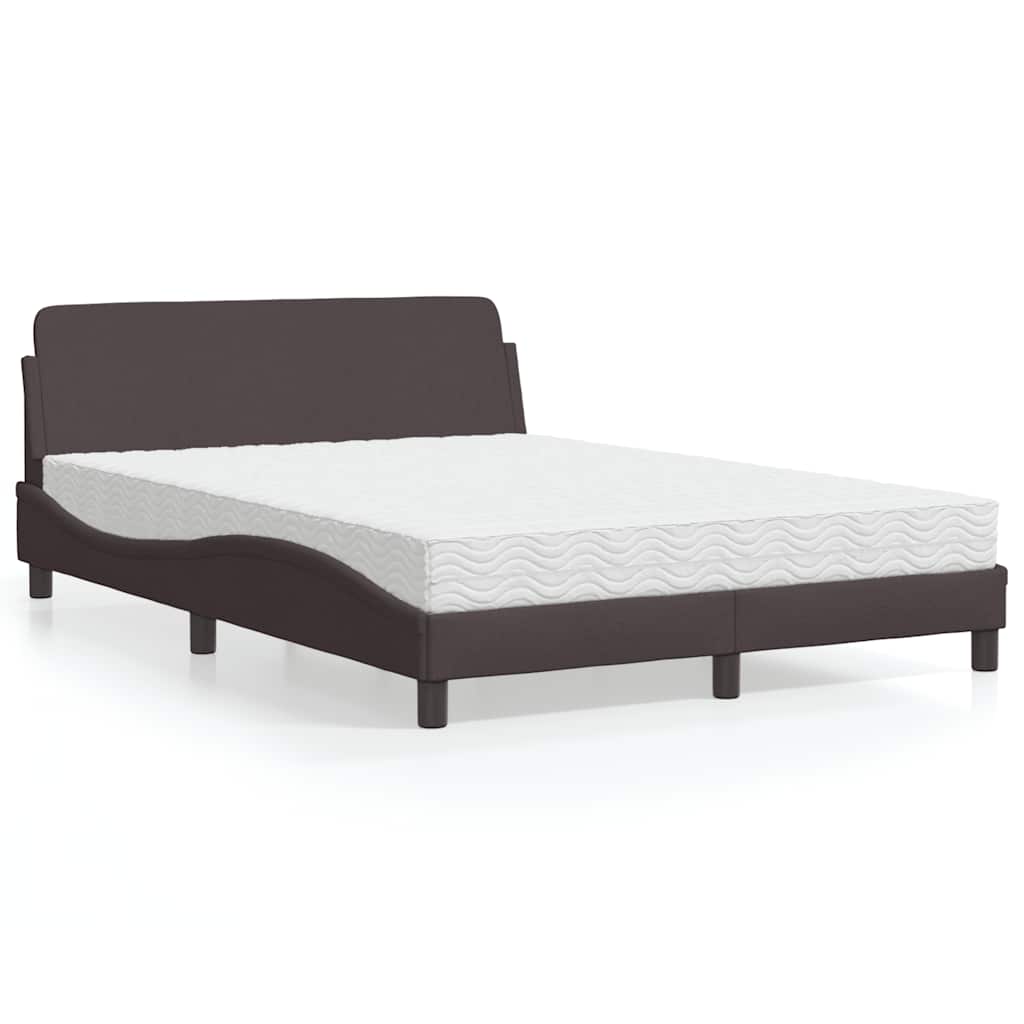 Cama com colchão dover 140x200 cm tecido castanho-escuro