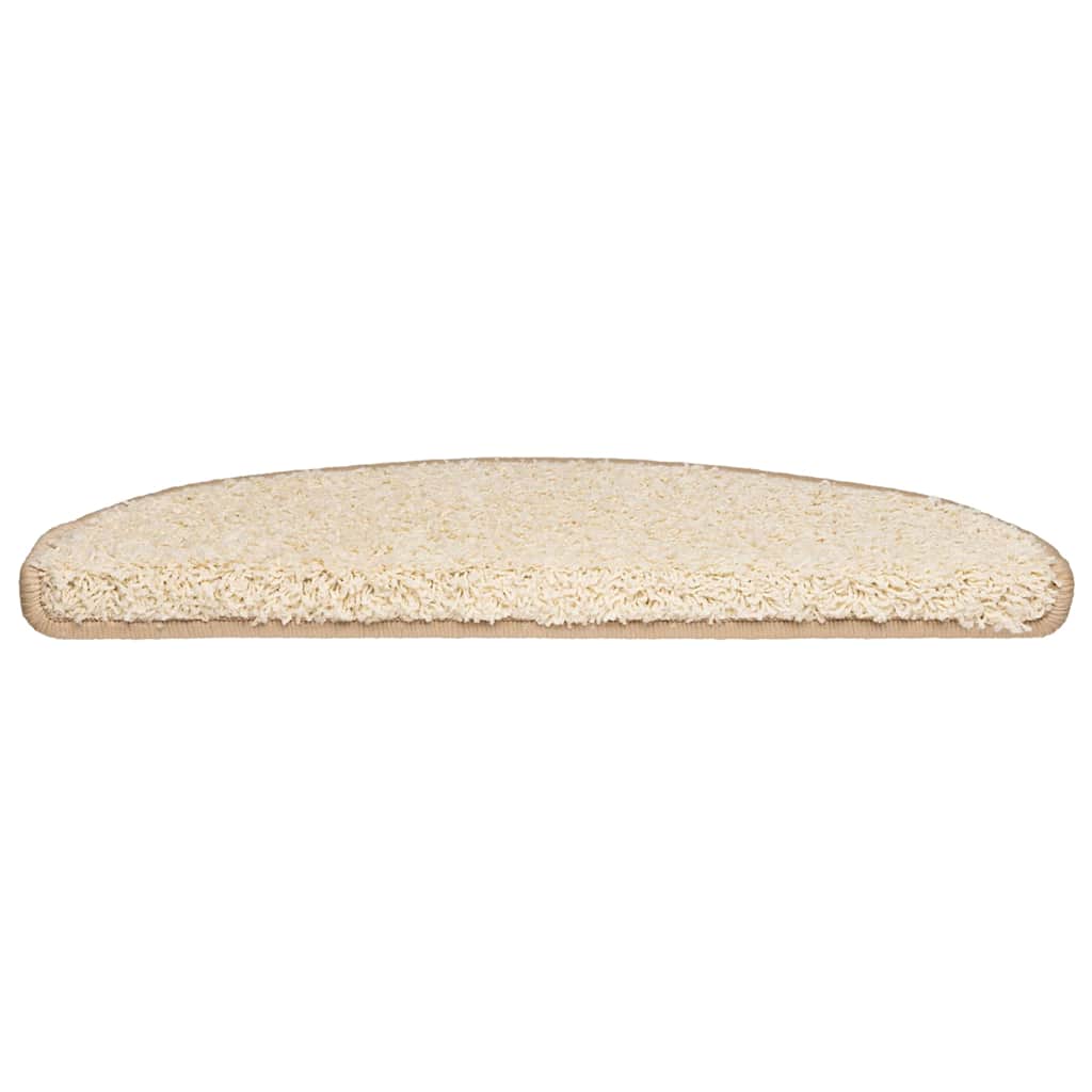 Tapetes de escada 20 peças 65x21x4 cm creme semicircular grande