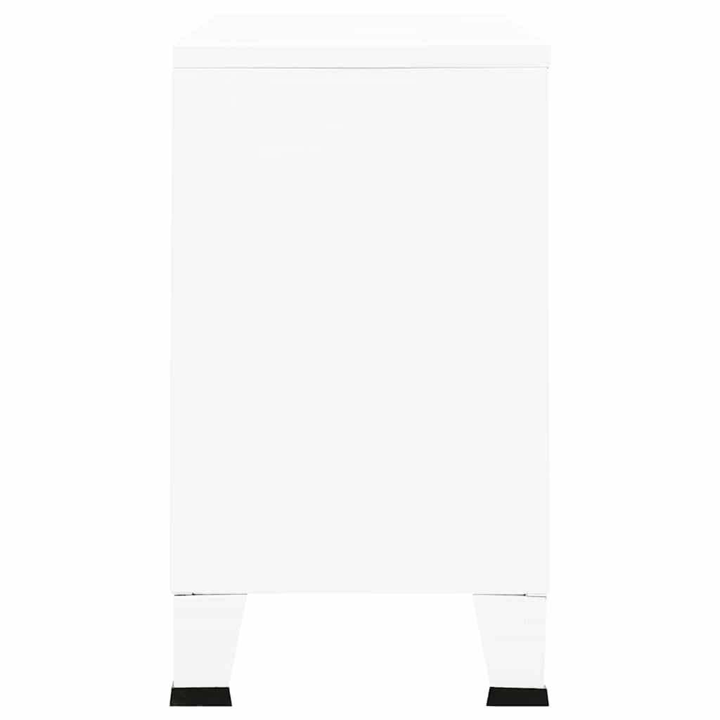 Aparador industrial 105x35x62 cm metal e vidro branco