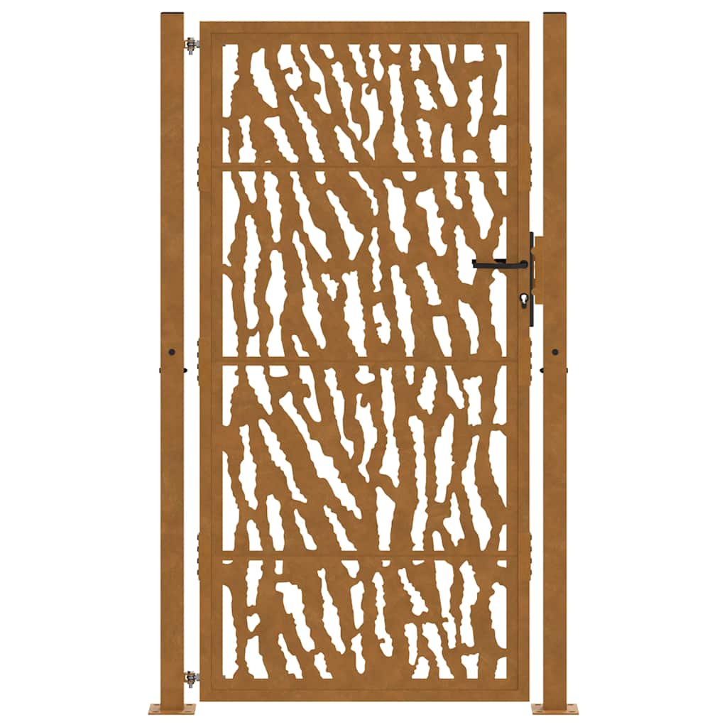 Portão de jardim 100x200 cm em aço intemperizado com design de traços