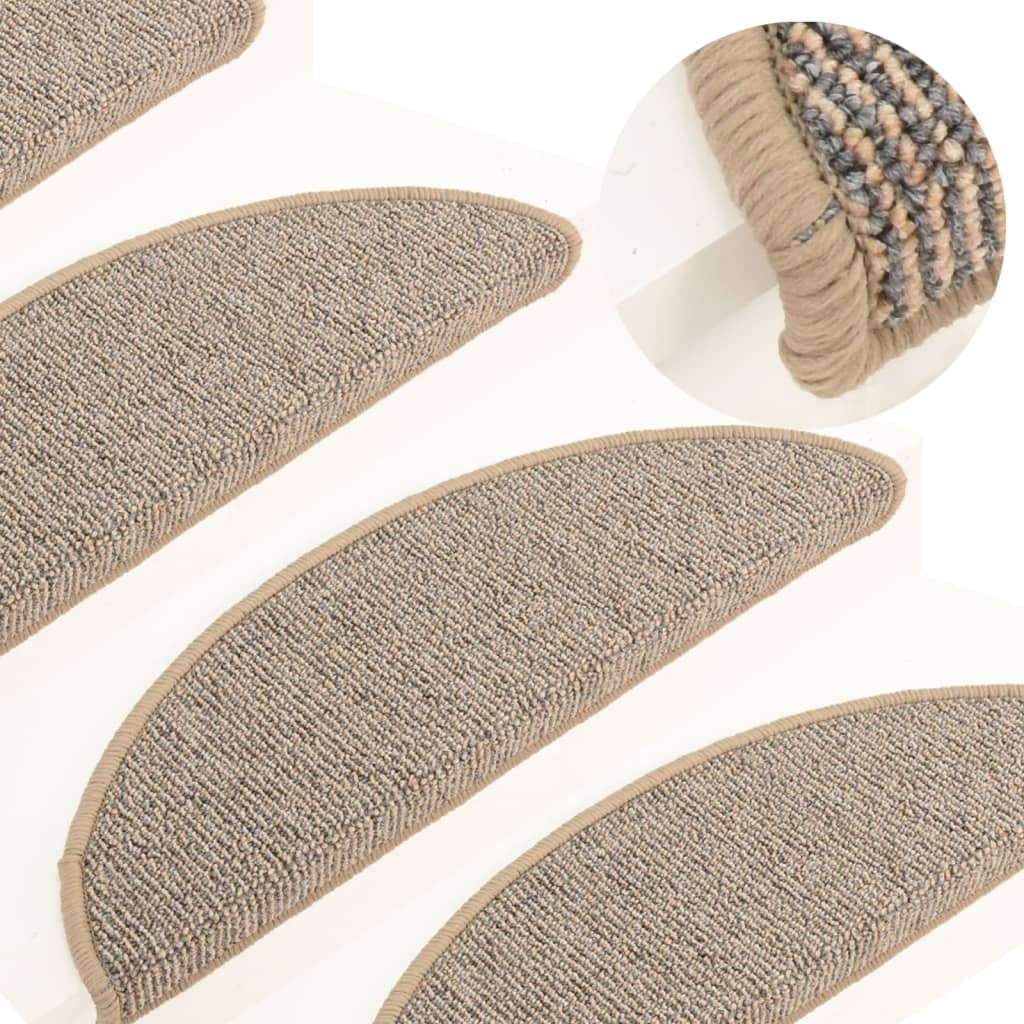 Tapetes de escada 15 peças 56x17x3 cm marrom semicircular